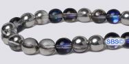 Czech 6mm Round Beads - Silver / Blue Crystal