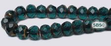 6mm Gemstone Fire Polished Beads - "Copper / Emerald"