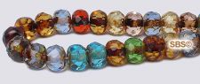 6mm Gemstone Fire Polished Beads - "DARK Picasso / Multi"