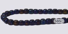 Czech 4mm Cube Beads - Blue Iris