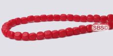 Czech 4mm Cube Beads - Red Opaque