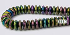 Czech 6mm Rondel Beads - Green Iris
