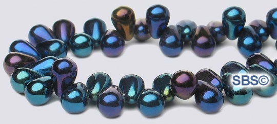 Czech 4x6mm Tear Drop Beads Blue Iris