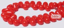 Czech 4x6mm Tear Drop Beads - Red Opaque
