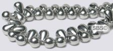 Czech 4x6mm Tear Drop Beads - Silver