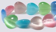 Cats Eye Beads - Pastel 12mm Puff Heart