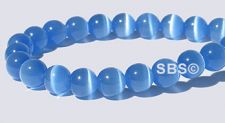6mm Round Cats Eye Beads - LIGHT BLUE "AA"  Grade