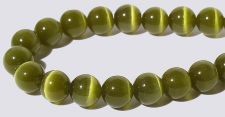 6mm Round Cats Eye Beads - OLIVE "AA"  Grade