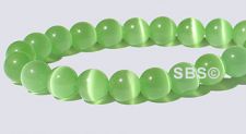 6mm Round Cats Eye Beads - PALE GREEN "AA"  Grade