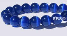8mm Round Cats Eye Beads - DARK BLUE "AA"  Grade