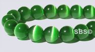 8mm Round Cats Eye Beads - GREEN "AA"  Grade