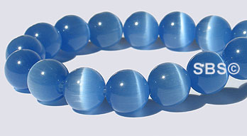 8mm Round Cats Eye Beads - LIGHT BLUE A Grade