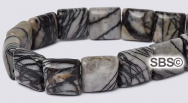 Black Line Stone 10x10 2-Hole Gemstone Beads (16" strand)