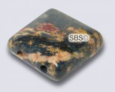 Leopard Skin Jasper 10x10 2-Hole Gemstone Beads (12)