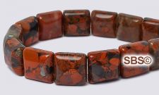 Poppy Jasper 10x10 2-Hole Gemstone Beads (16" strand)