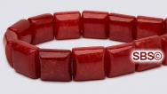 Red Jade (dyed) 10x10 2-hole Gemstone Beads (16" strand)