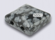 Snowflake Obsidian 10x10 2-Hole Gemstone Beads (12)