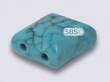 Turquoise (Howlite) 10x10 2-Hole Gemstone Beads (12)
