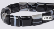 Striped Black Agate 10x10 2-Hole Gemstone Beads (16" strand)