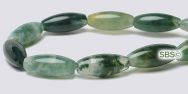 Green Moss Agate Gemstone Beads - 5mm x 12mm Rice/melon
