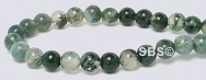 Green Moss Agate Gemstone Beads - 4mm Round