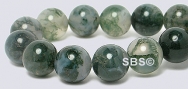 Green Moss Agate Gemstone Beads - 8mm Round