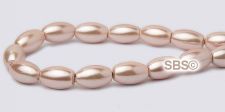 High Power Pearl Magnetic Hematite Beads 4mm x 7mm Rice - Light Pink