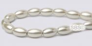 High Power Pearl Magnetic Hematite Beads 4mm x 7mm Rice - White