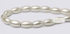 High Power Pearl Magnetic Hematite Beads 4mm x 7mm Rice - White
