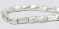High Power Pearl Magnetic Hematite Beads 4x7mm Twist - White