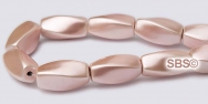 High Power Pearl Magnetic Hematite Beads 5x11mm Twist - Light Pink