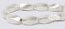 High Power Pearl Magnetic Hematite Beads 5x11mm Twist - White