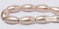 High Power Pearl Magnetic Hematite Beads 6mm x 12mm Rice - Light Pink