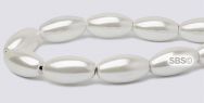 High Power Pearl Magnetic Hematite Beads 6mm x 12mm Rice - White