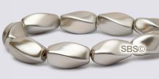 High Power Pearl Magnetic Hematite Beads 6x12mm Twist - Champagne