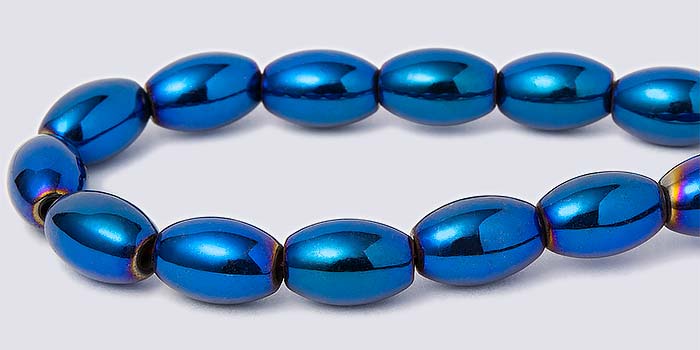 Magnetic Hematite Beads 5x8mm Rice - Metallic Blue Iris | Sensational Color