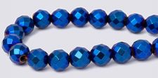 Magnetic Beads - 6mm Faceted Round - Metallic Blue Iris