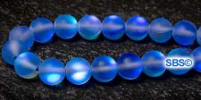 Mermaid Glass Beads - 6mm Round Sapphire AB Matte