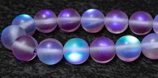 Mermaid Glass Beads - 8mm Round Purple AB Matte