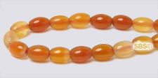 Natural Carnelian Gemstone Beads - 4mm x 6mm Rice/melon