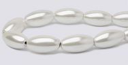 Pearl Magnetic Hematite Beads 6x12 Rice-White