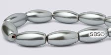 Pearl Magnetic Hematite Beads 6x12mm Rice - Oyster