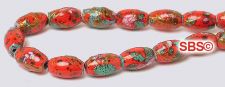 Picasso Magnetic Hematite Beads 4x7 Rice - Red
