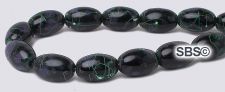 Picasso Magnetic Hematite Beads 5x8 Rice - Green / Purple