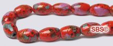 Picasso Magnetic Hematite Beads 5x8 Rice - Red