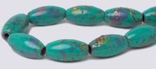 Picasso Magnetic Hematite Beads 6x12 Rice - Turquoise