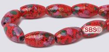 Picasso Magnetic Hematite Beads 6x12 Rice - Red
