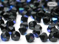Preciosa Crystal 4mm Bicone Beads - Jet AB (36) count