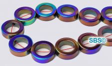 Rainbow Magnetic Hematite Beads 12mm Donut