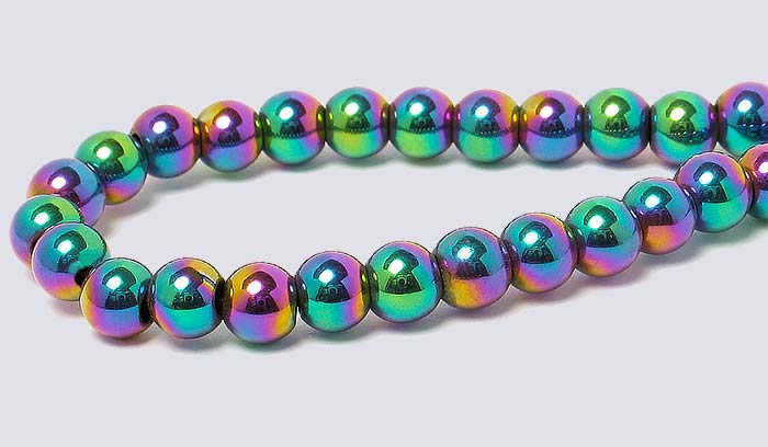 Rainbow Magnetic Hematite 4mm round Beads